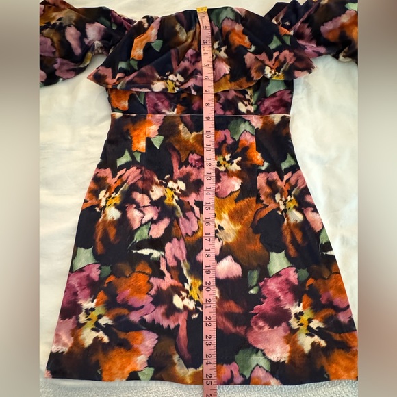 NWT MISA Anetta Painterly Libra Fleur Velvet Off the Shoulder Mini Dress - Picture 7 of 13